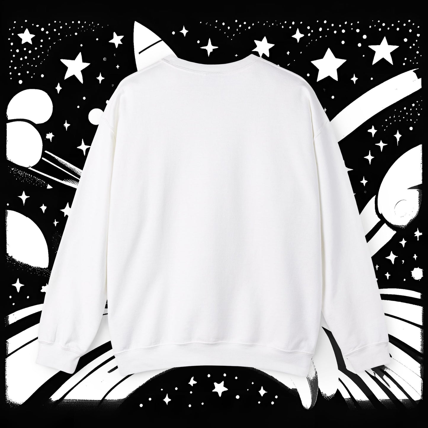 Galactic Chonk - Space Themed Cat Graphic Crewneck Sweatshirt