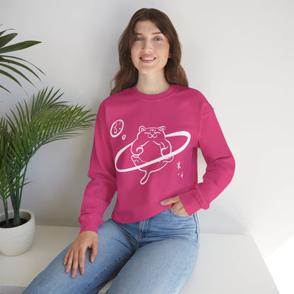Galactic Chonk - Space Themed Cat Graphic Crewneck Sweatshirt