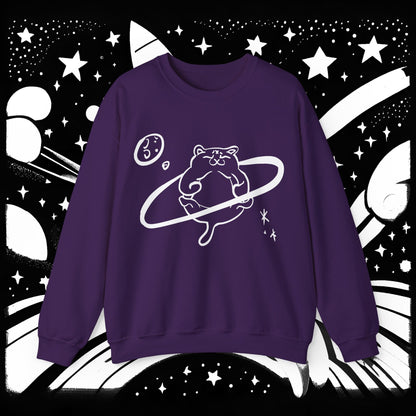 Galactic Chonk - Space Themed Cat Graphic Crewneck Sweatshirt