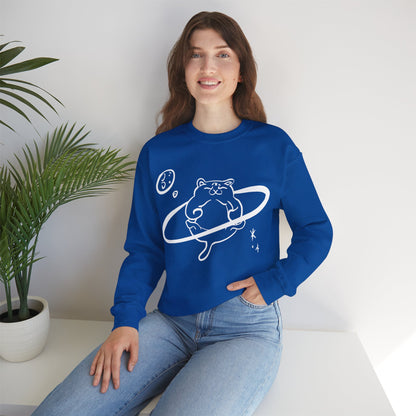 Galactic Chonk - Space Themed Cat Graphic Crewneck Sweatshirt