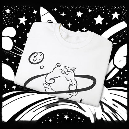 Galactic Chonk - Space Themed Cat Graphic Crewneck Sweatshirt