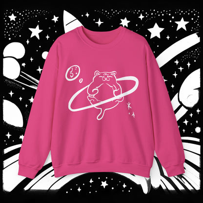 Galactic Chonk - Space Themed Cat Graphic Crewneck Sweatshirt